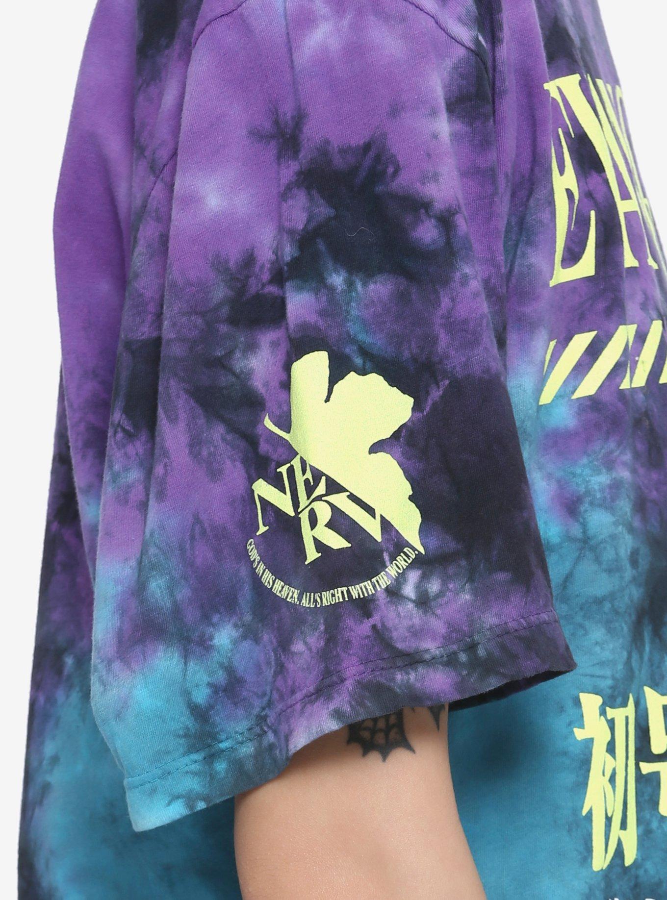 Neon Genesis Evangelion EVA Test Type Unit 01 Tie-Dye Girls Crop T-Shirt, MULTI, alternate