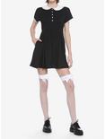 Lace Collar Black Dress, BLACK, alternate