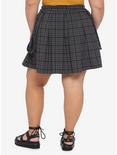Black & Grey Plaid Suspender Skirt Plus Size, PLAID - BLACK, alternate