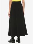 Chain & Double Slits Black Maxi Skirt, BLACK, alternate