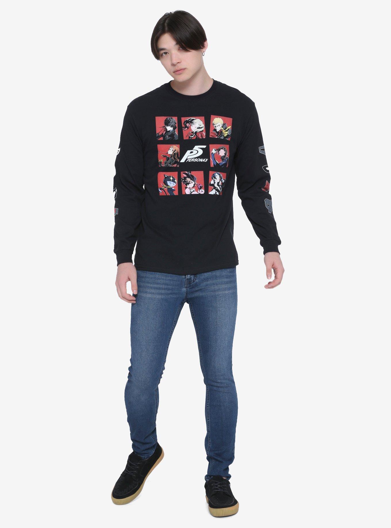 Persona 5 Character Squares Long-Sleeve T-Shirt, BLACK, alternate