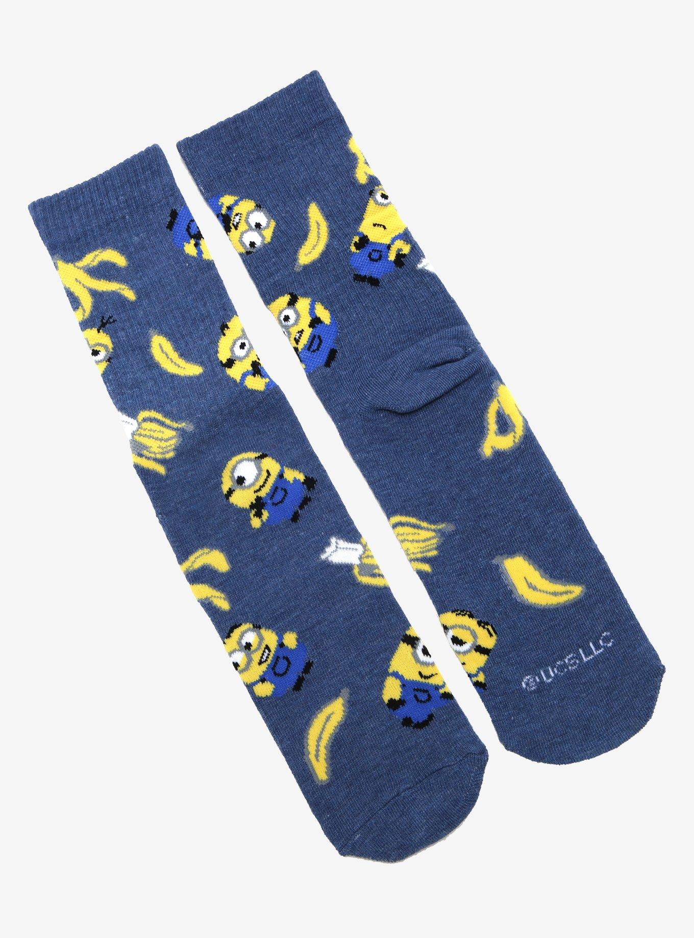 Despicable Me Minions Banana Crew Socks - BoxLunch Exclusive, , alternate