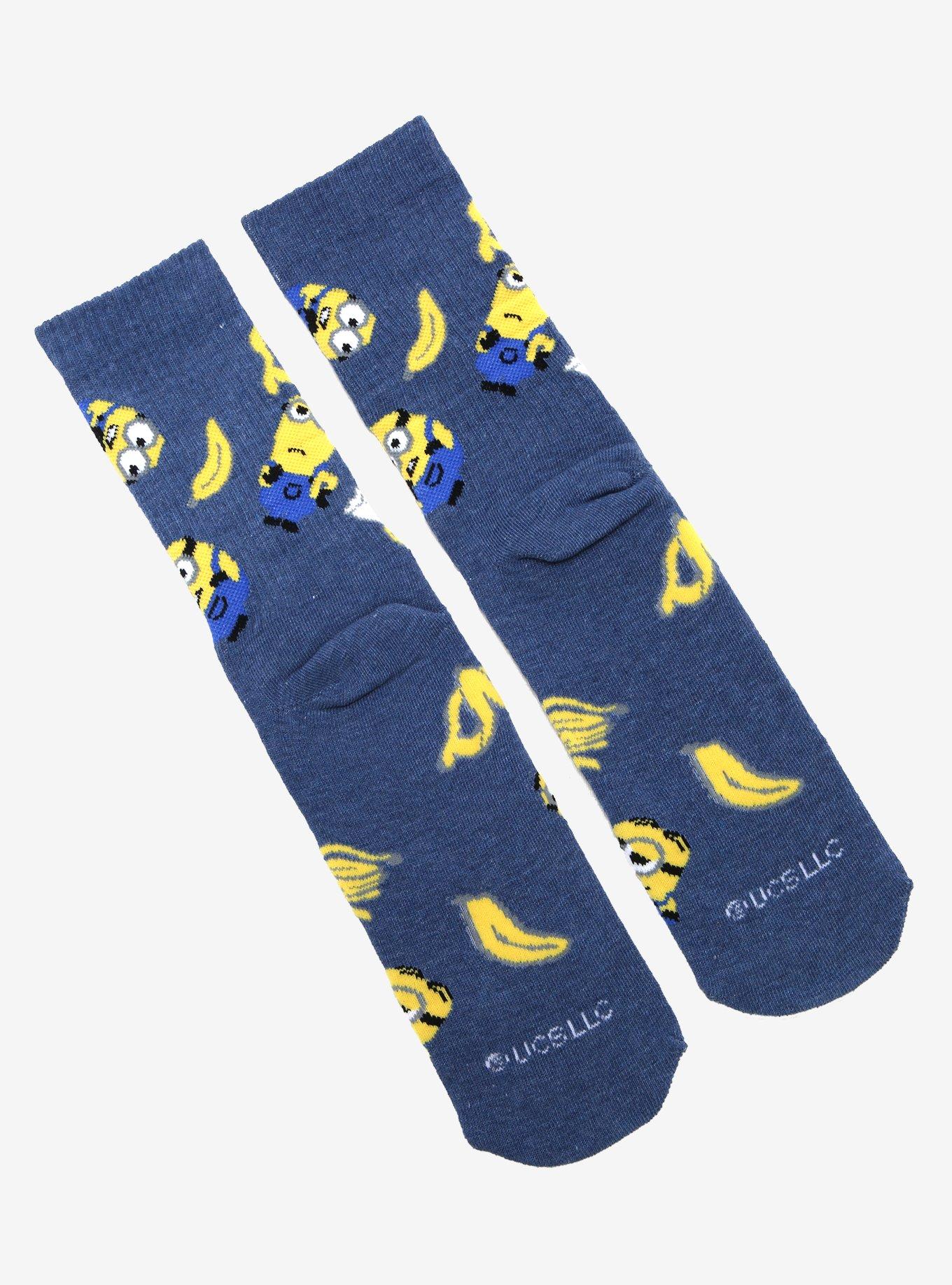 Despicable Me Minions Banana Crew Socks - BoxLunch Exclusive, , alternate