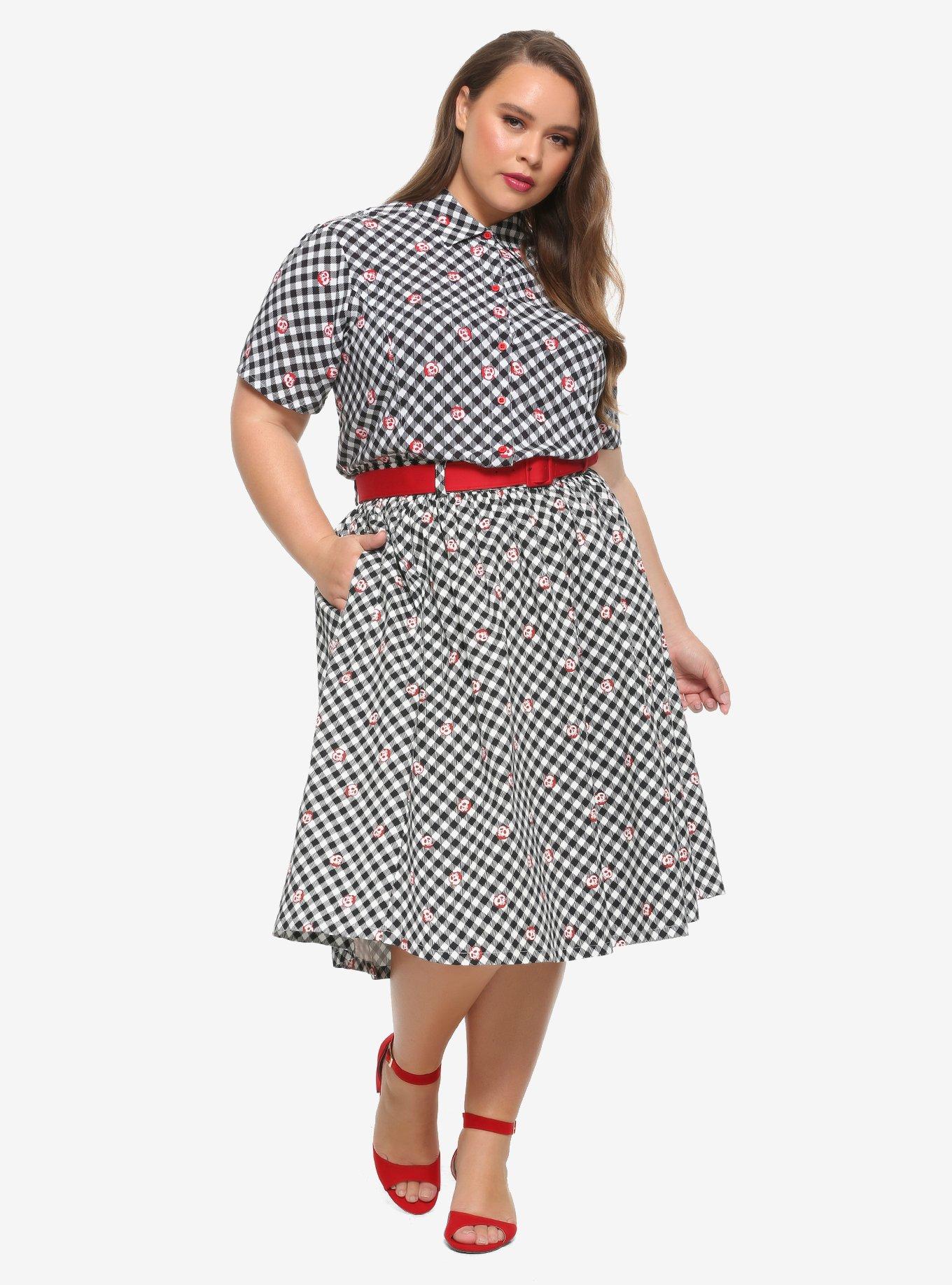Her Universe Disney Snow White And The Seven Dwarfs Poison Apple Gingham Woven Button-Up Plus Size, MULTI, alternate