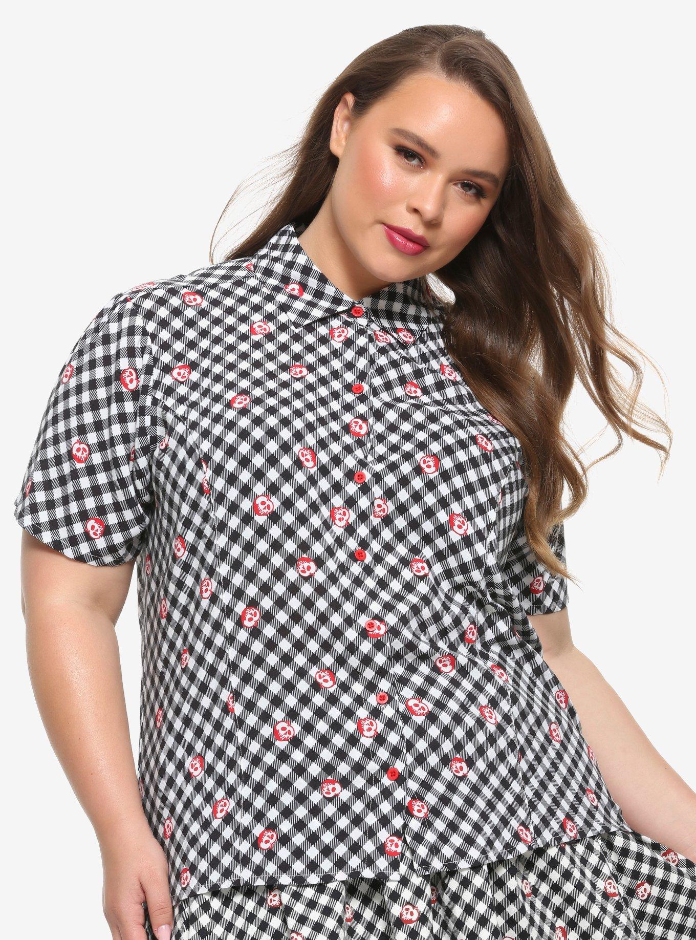 Her Universe Disney Snow White And The Seven Dwarfs Poison Apple Gingham Woven Button-Up Plus Size, MULTI, alternate