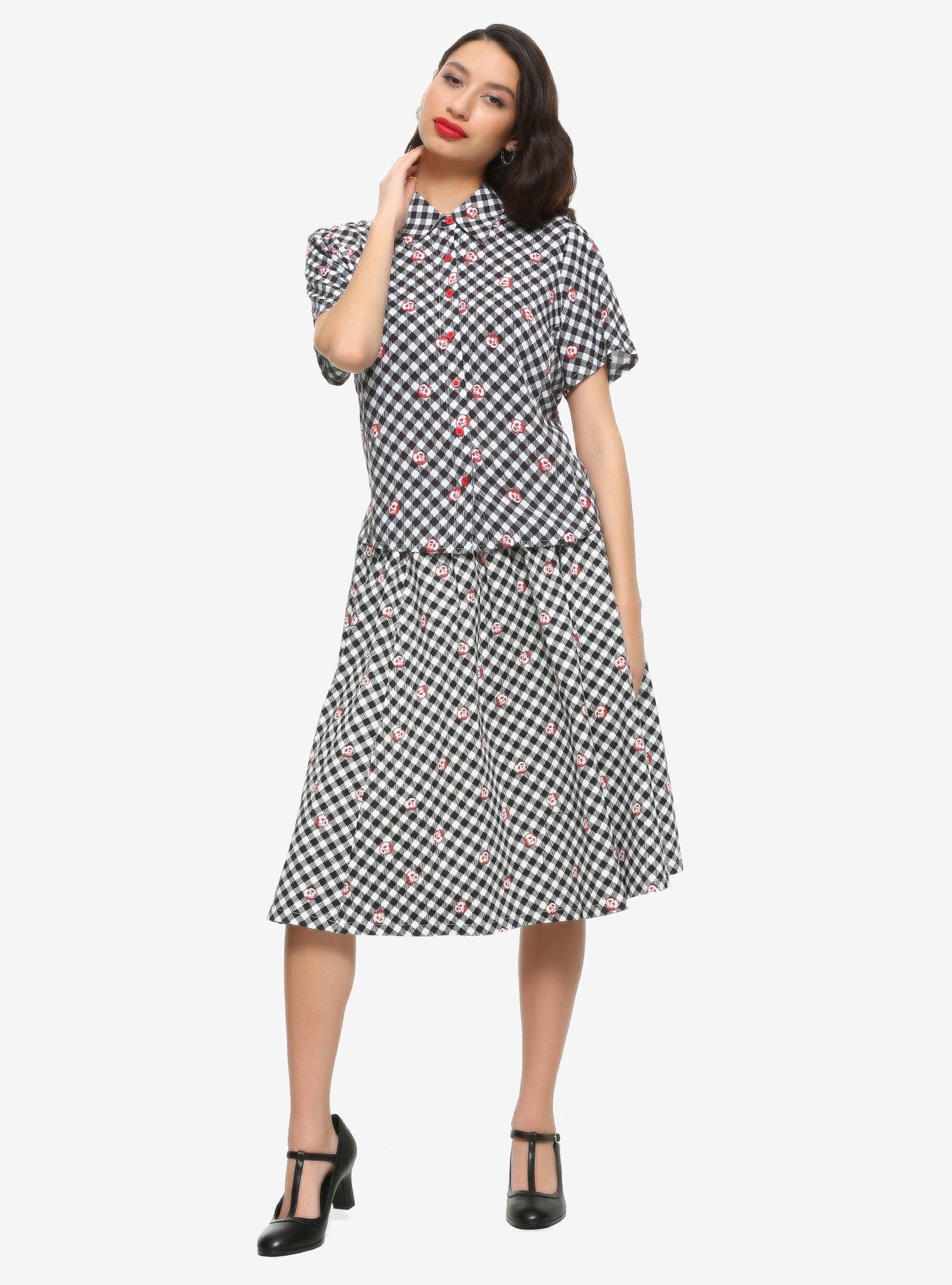 Her Universe Disney Snow White And The Seven Dwarfs Poison Apple Gingham Woven Button-Up, MULTI, alternate