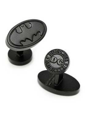 DC Comics Batman Logo Satin Black Cufflinks, , hi-res