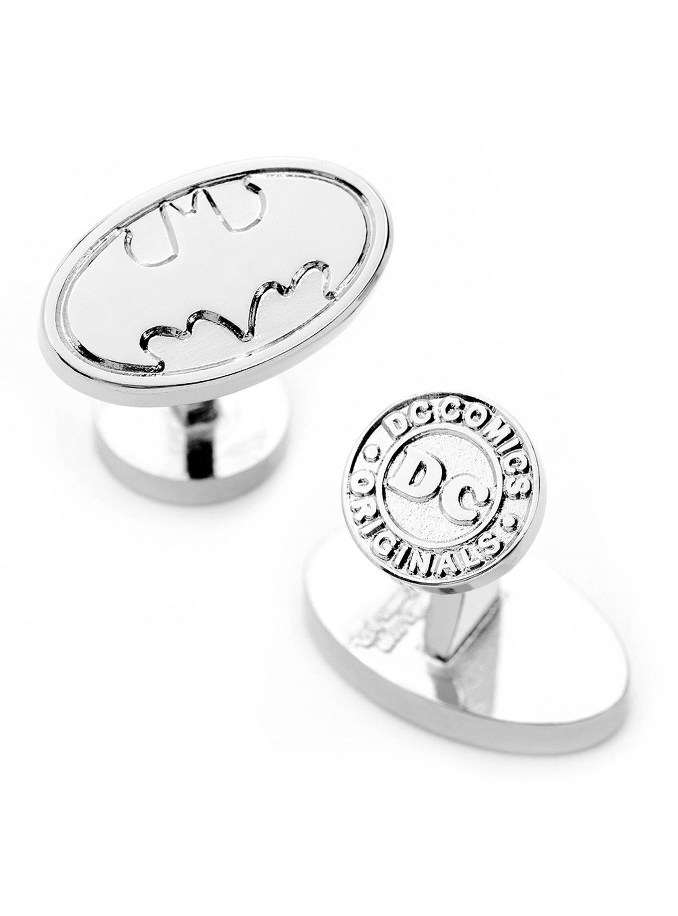 DC Comics Batman Logo Silver Cufflinks, , alternate