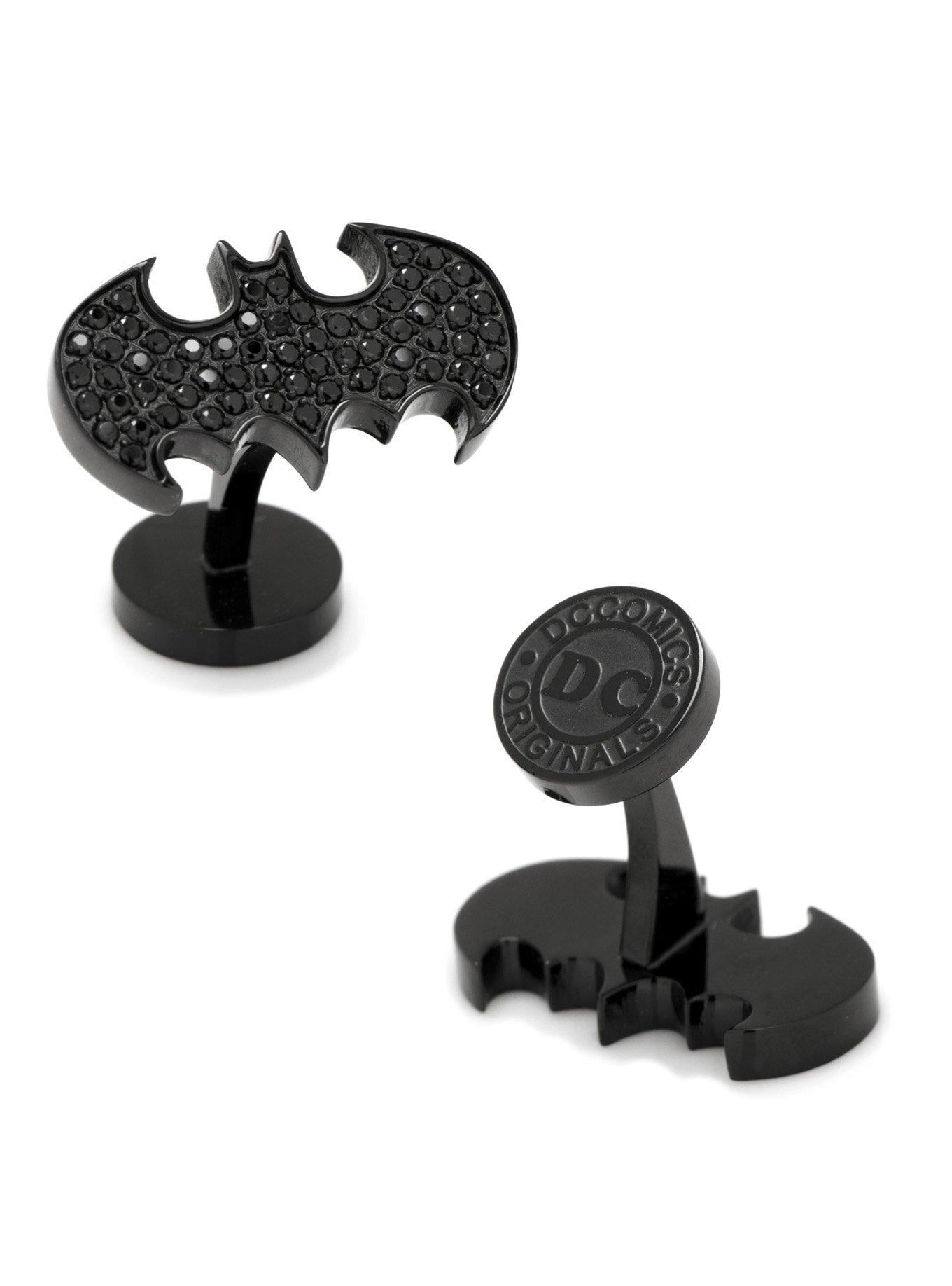 DC Comics Batman Stainless Steel Black Pave Crystal Cufflinks