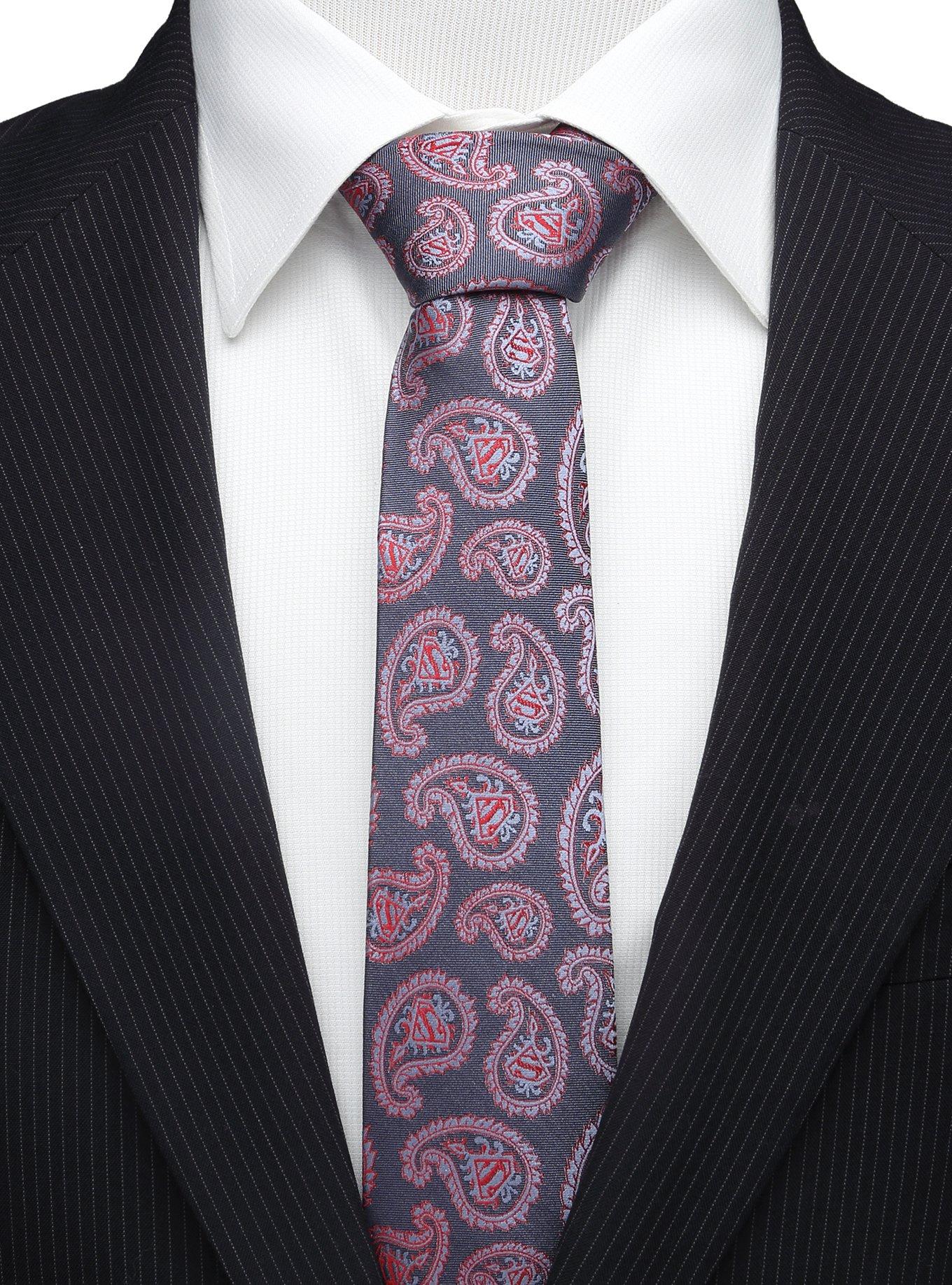 DC Comics Superman Red and Blue Paisley Tie, , alternate