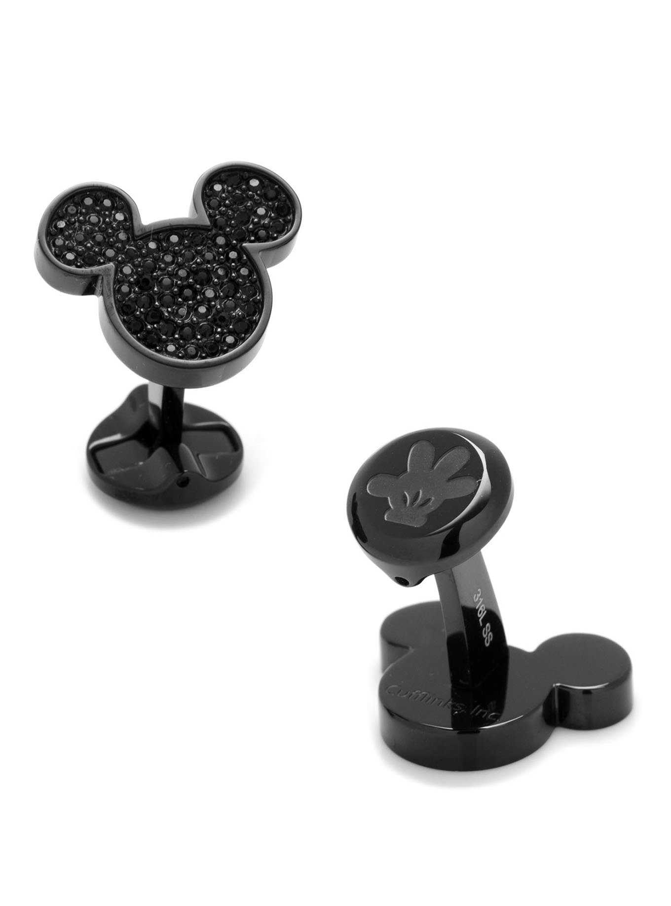 Disney Mickey Mouse Stainless Steel Black Pave Crystal Cufflinks, , hi-res