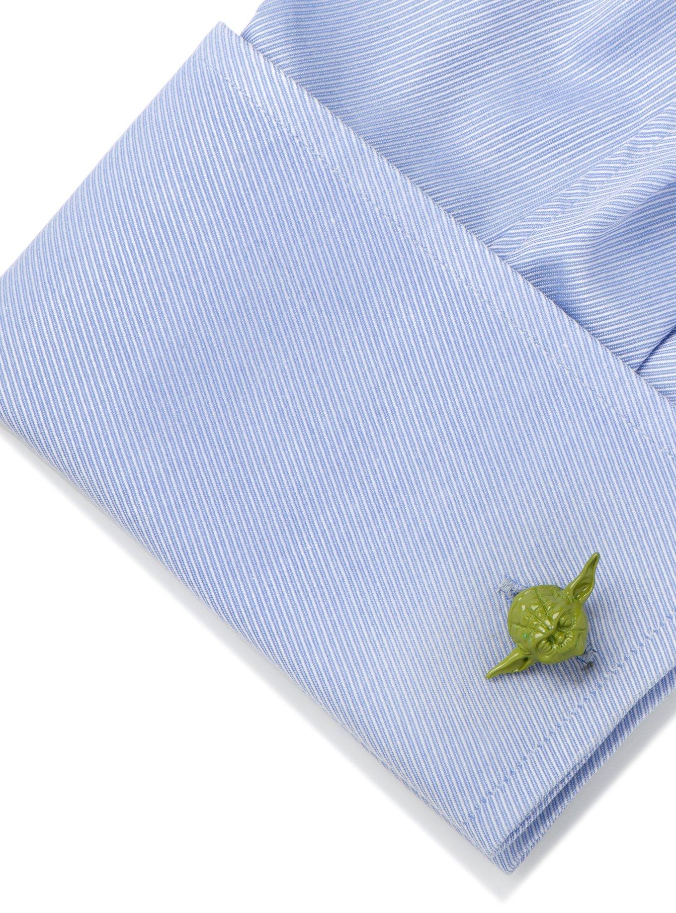 3D Green Star Wars Yoda Head Cufflinks