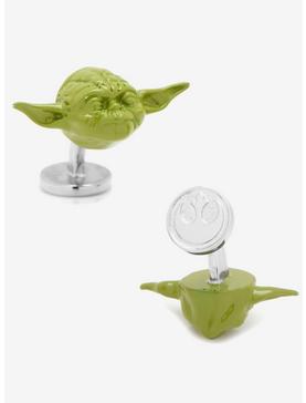 3D Green Star Wars Yoda Head Cufflinks, , hi-res