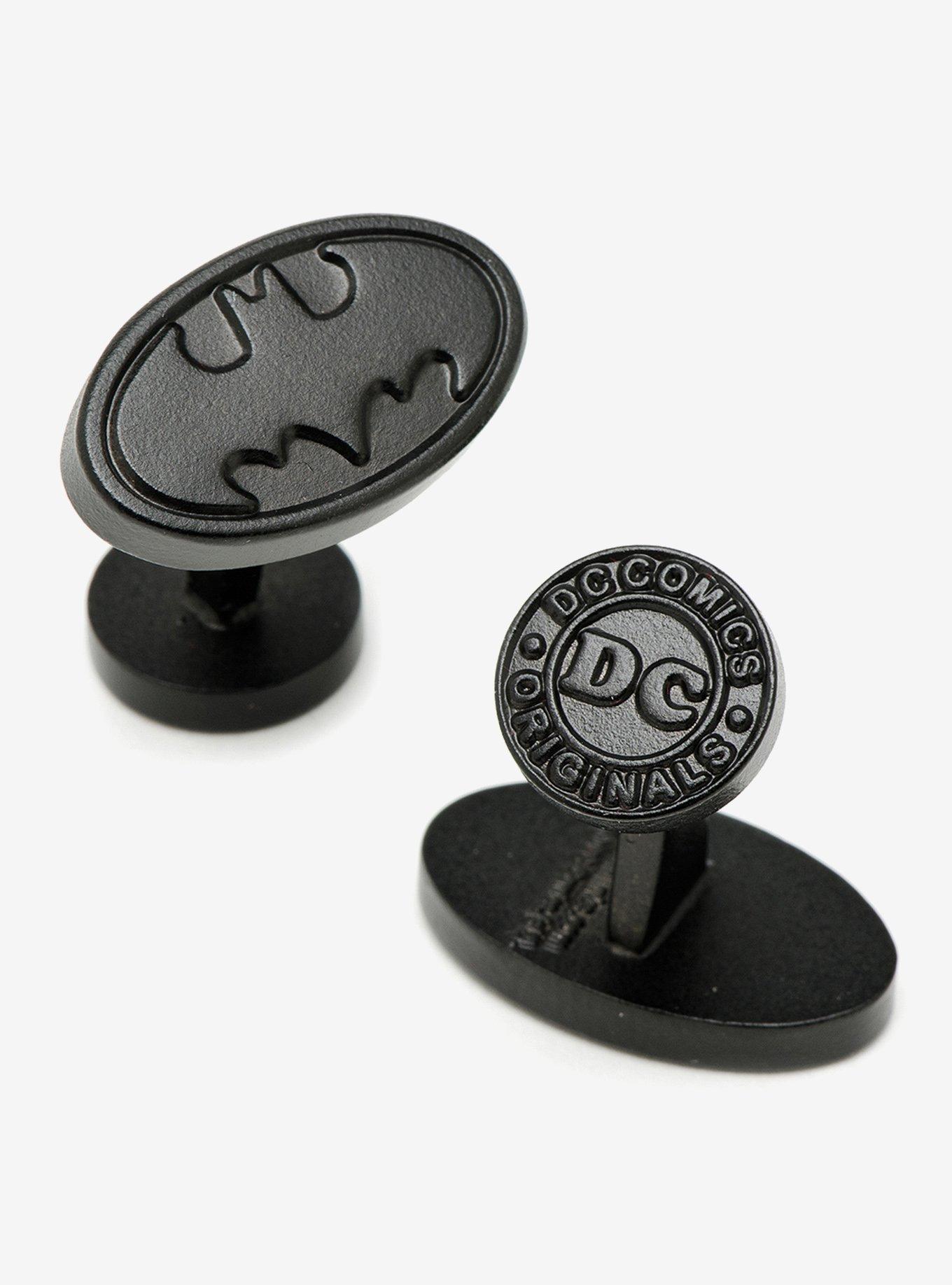 DC Comics Batman Logo Satin Black Cufflinks, , hi-res
