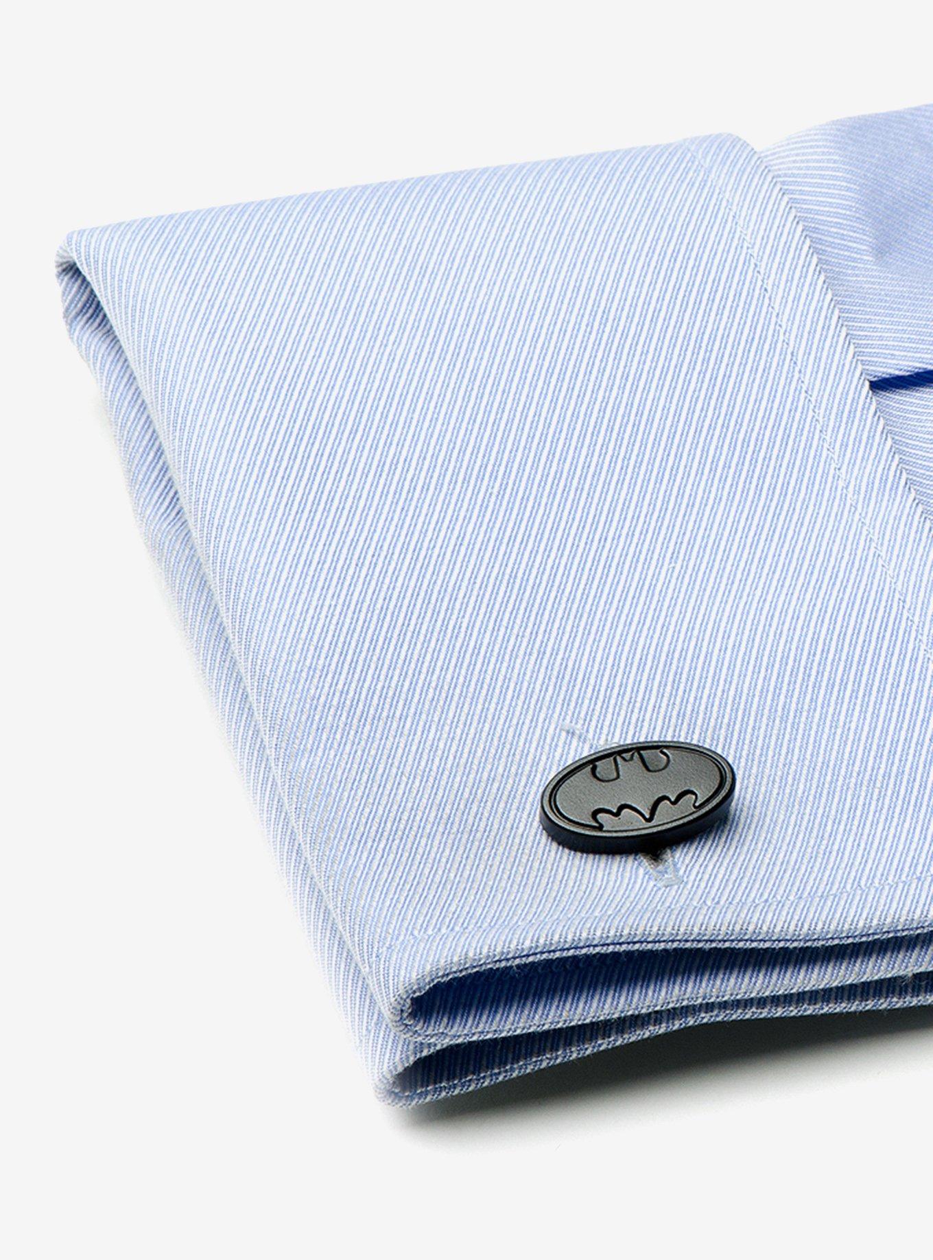 DC Comics Batman Logo Satin Black Cufflinks, , alternate