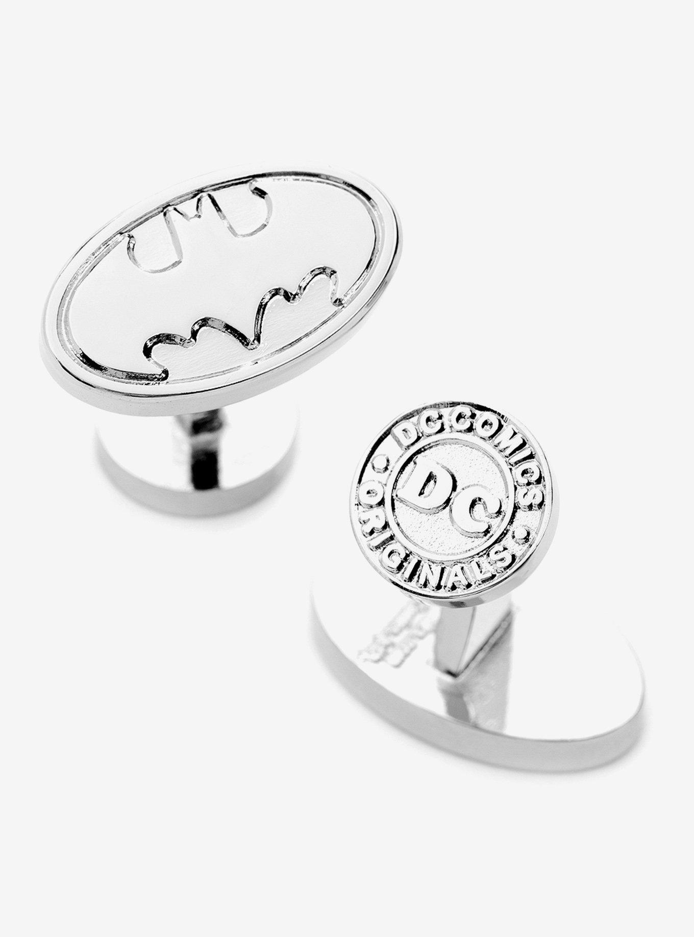 DC Comics Batman Logo Silver Cufflinks, , alternate