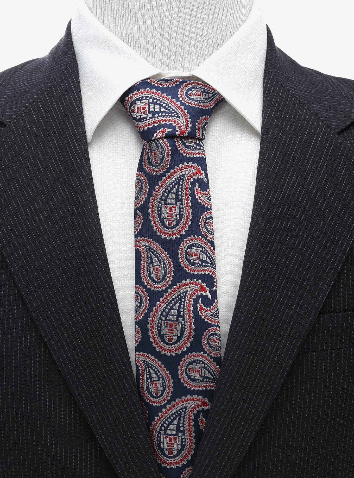Star Wars R2D2 Blue and Red Paisley Tie, , alternate