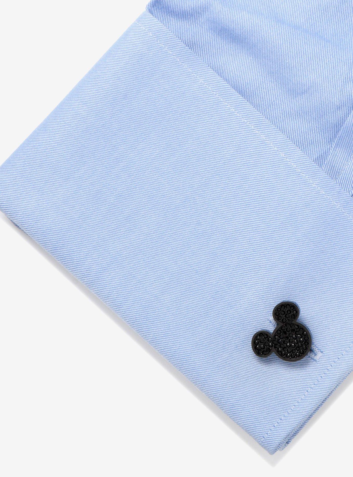 Disney Mickey Mouse Stainless Steel Black Pave Crystal Cufflinks, , alternate