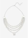 Silver Padlock Layered Chain Necklace, , alternate