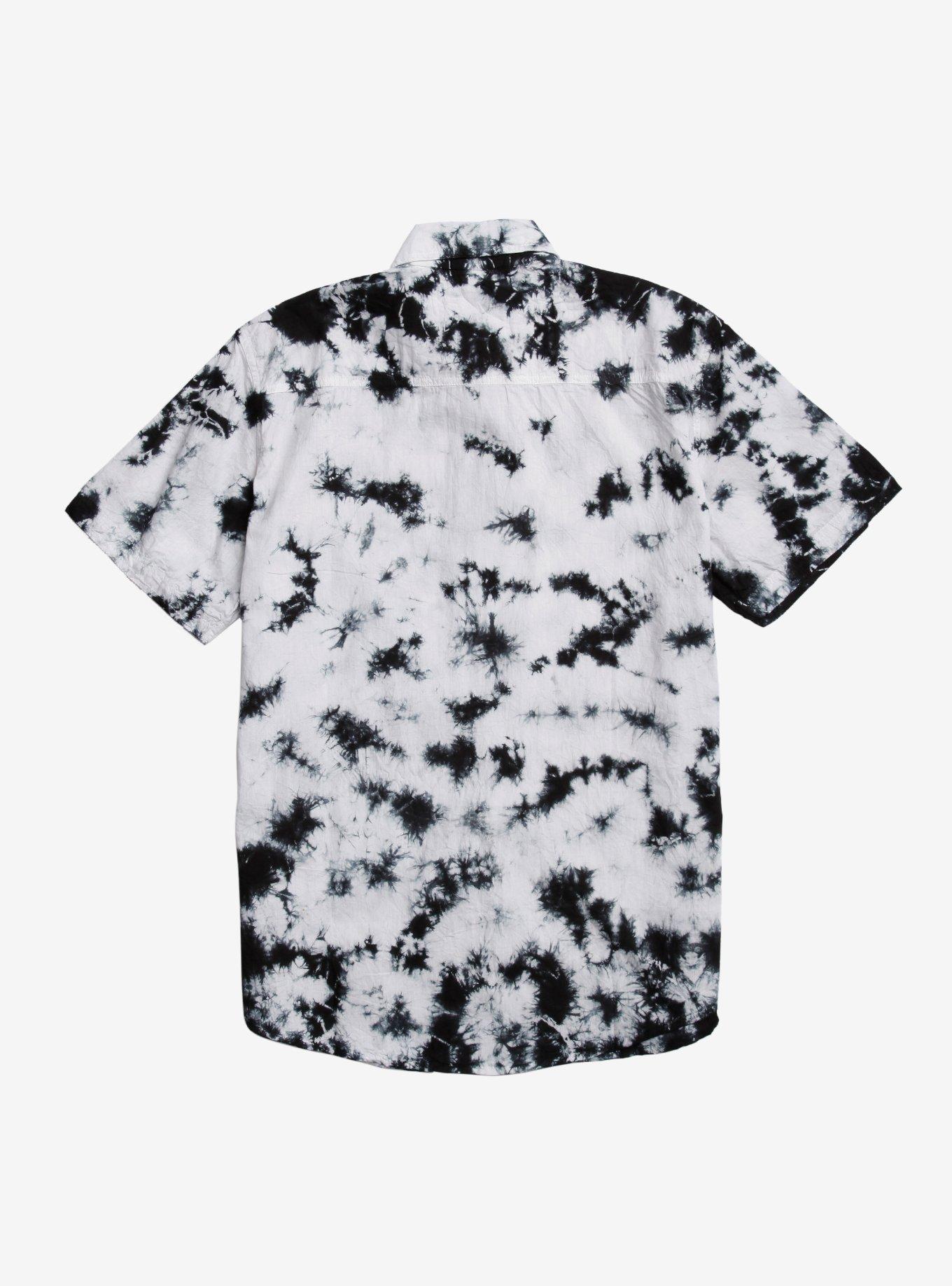 Black & White Tie-Dye Woven Button-Up, MULTI, alternate
