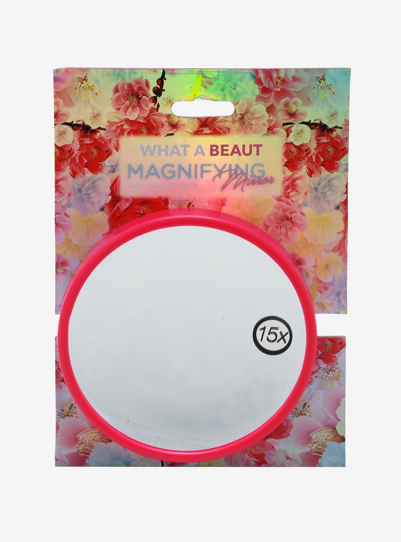 Pink Magnifying Mirror With Suction Cups, , alternate