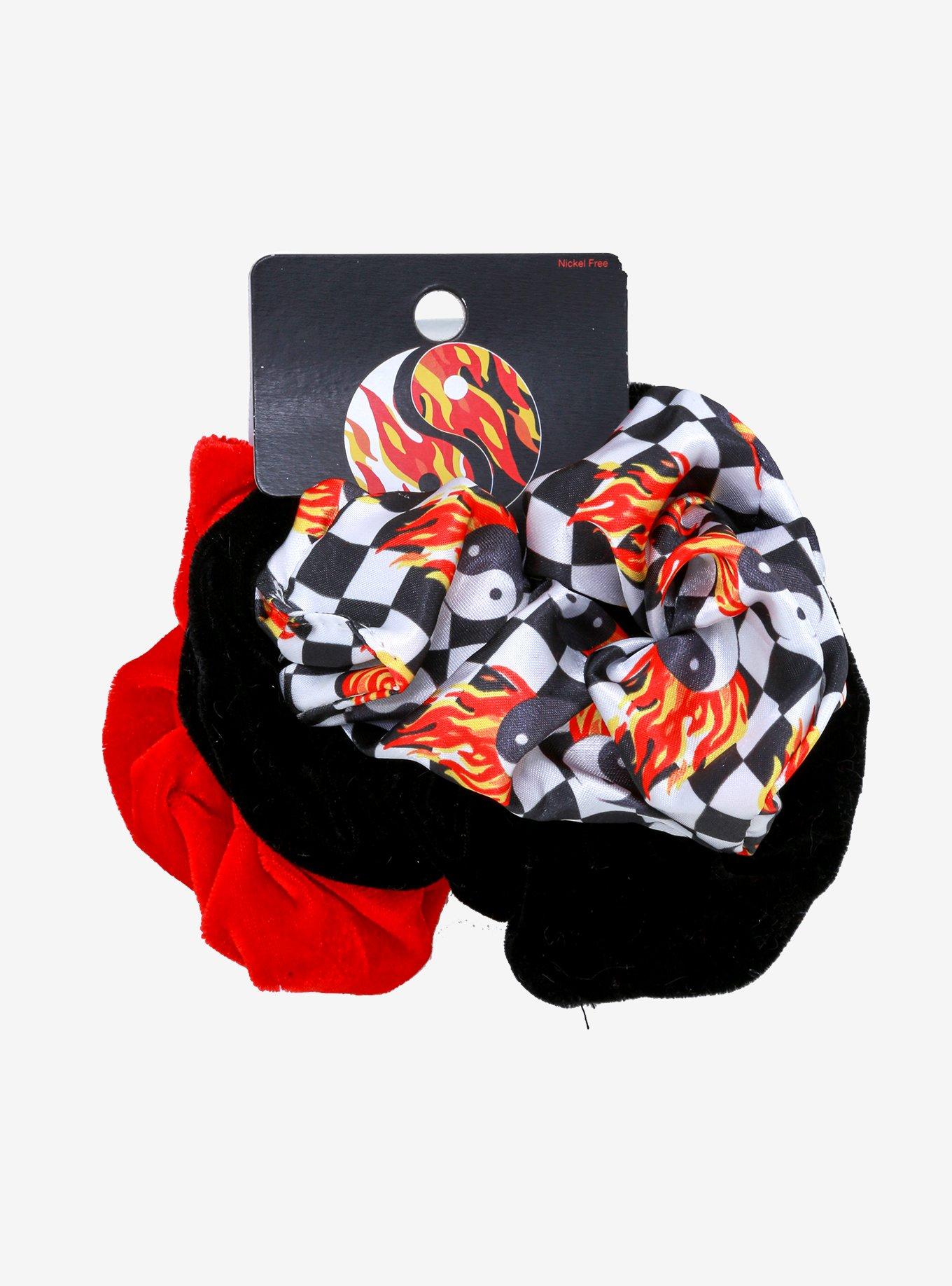 Flaming Yin-Yang Checkered Scrunchie Set, , alternate
