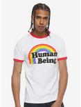 Human Being Rainbow Ringer T-Shirt, WHITE, alternate