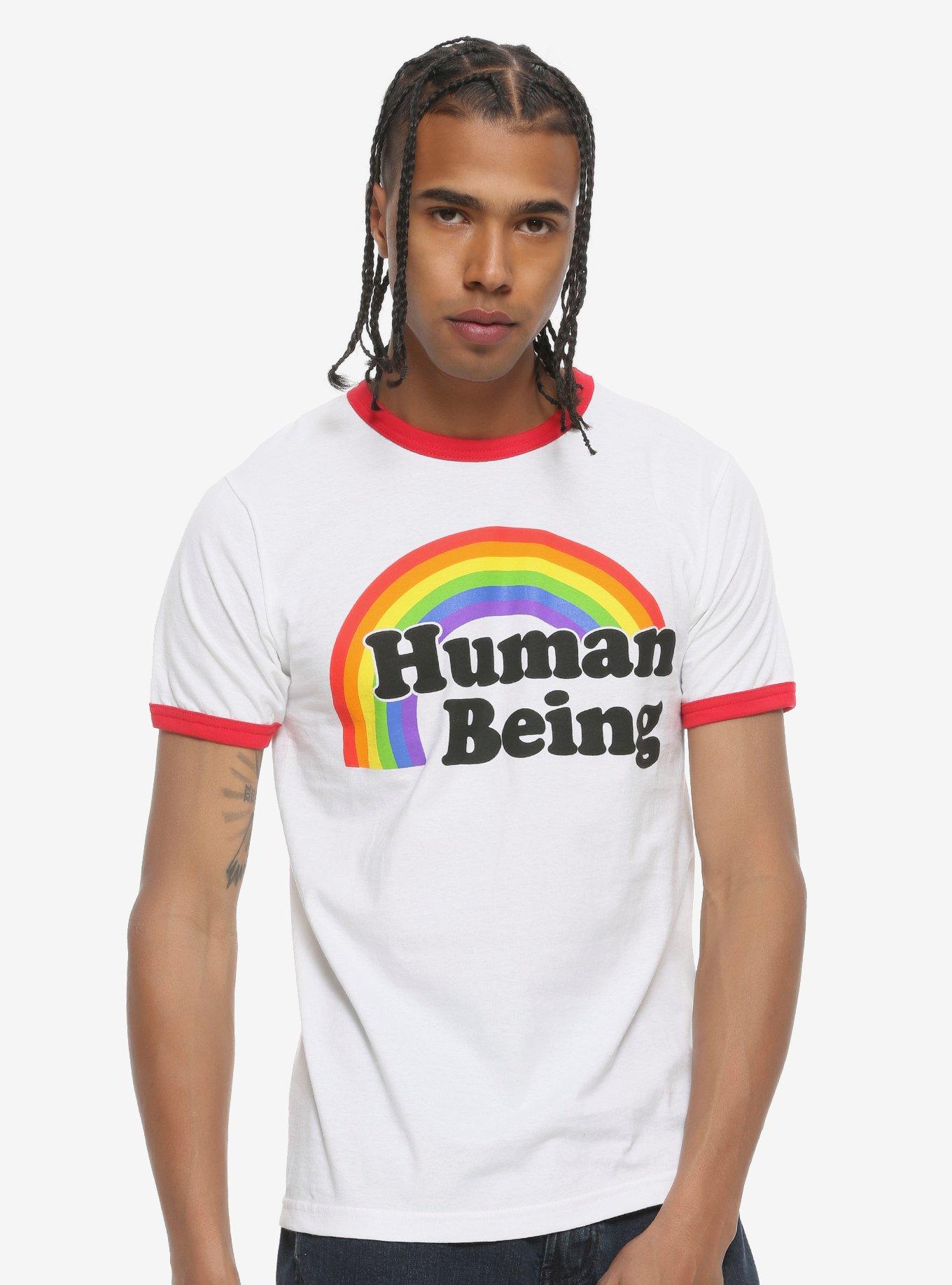 Rainbow Striped Ringer T-Shirt, Hot Topic