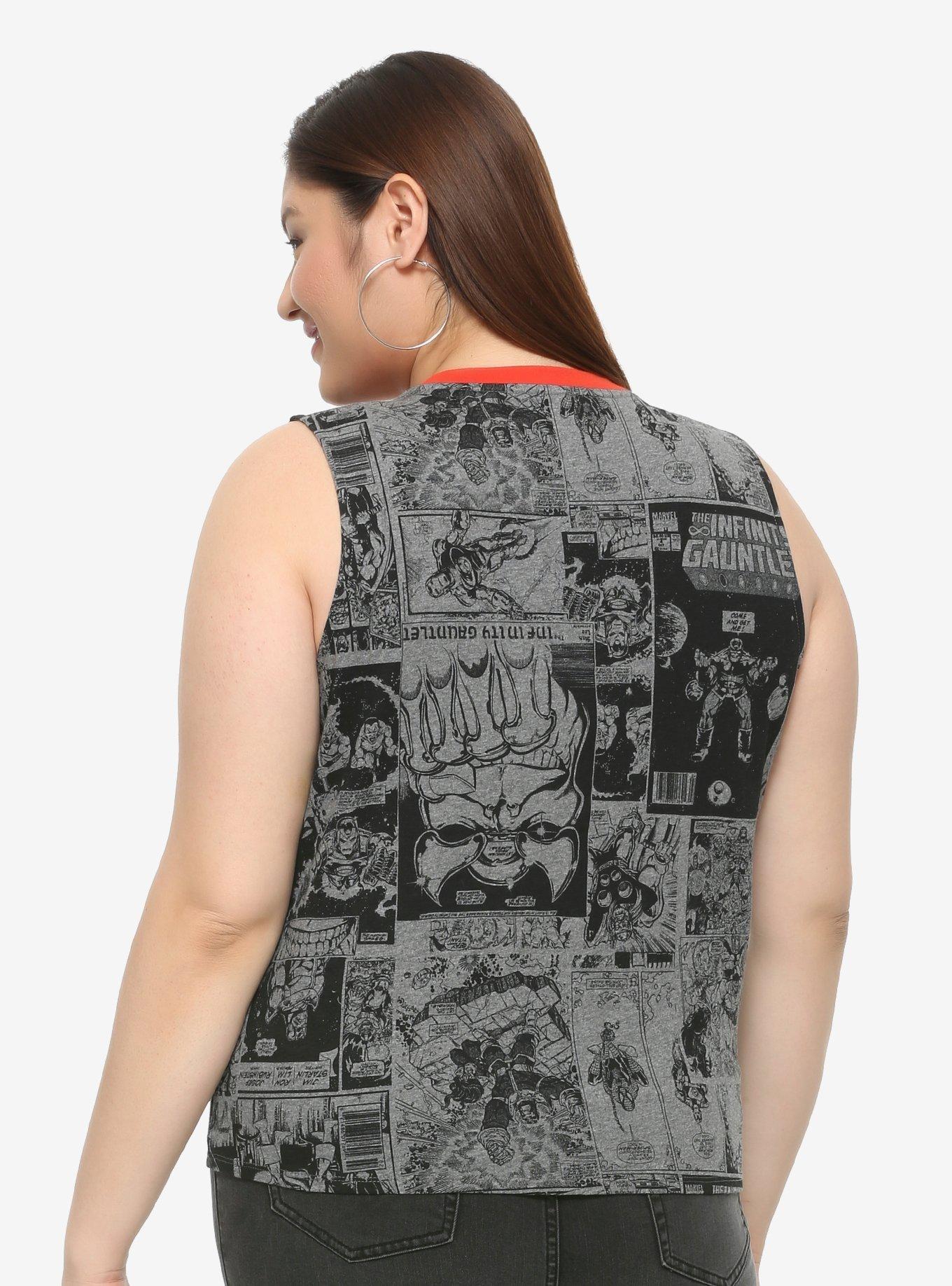 Marvel Avengers Comic Book Tie-Front Tank Top Plus Size, MULTI, alternate