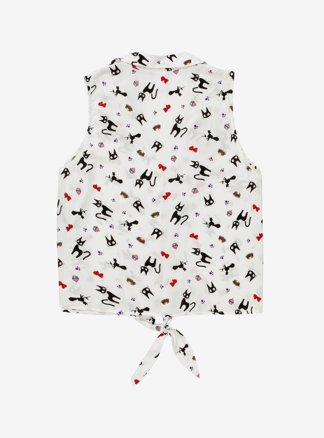 Studio Ghibli Kiki's Delivery Service Jiji & Baked Goods Tie-Front Woven Tank Top Plus Size, MULTI, alternate