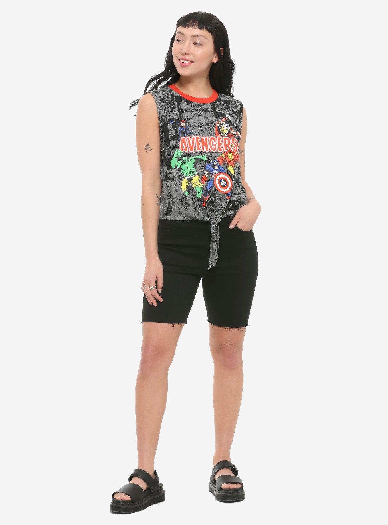 Marvel Avengers Comic Book Tie-Front Tank Top, MULTI, alternate