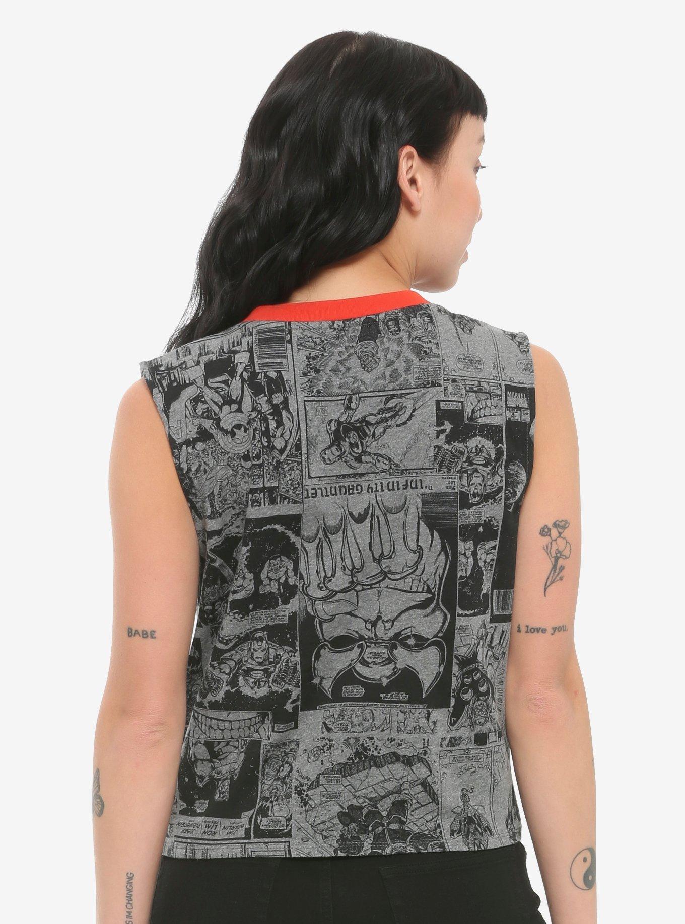 Marvel Avengers Comic Book Tie-Front Tank Top, MULTI, alternate