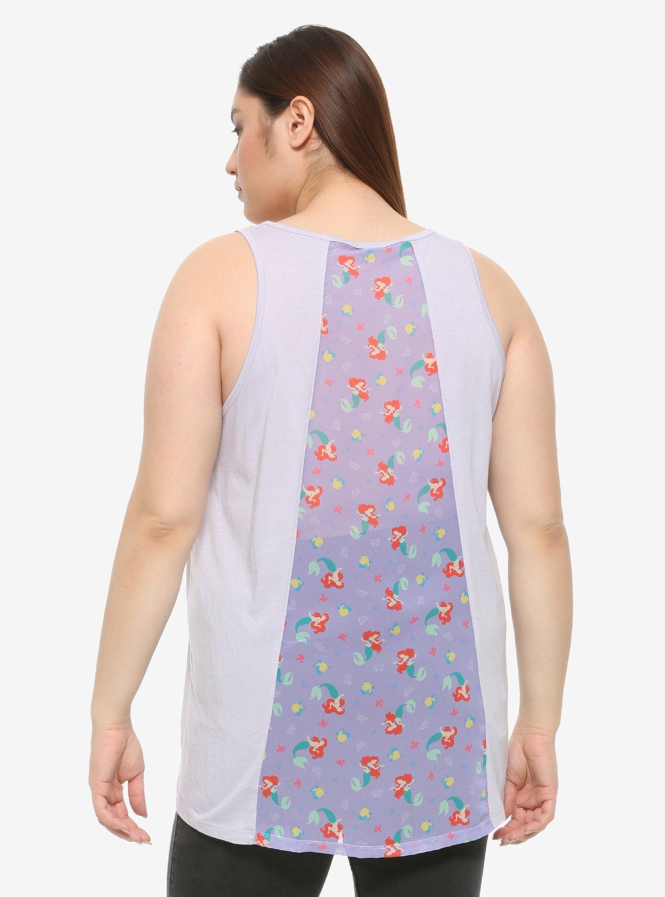 Disney The Little Mermaid Ariel Chiffon Back Girls Tank Top Plus Size, MULTI, alternate