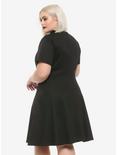 Black Button-Front Collared Dress Plus Size, BLACK, alternate