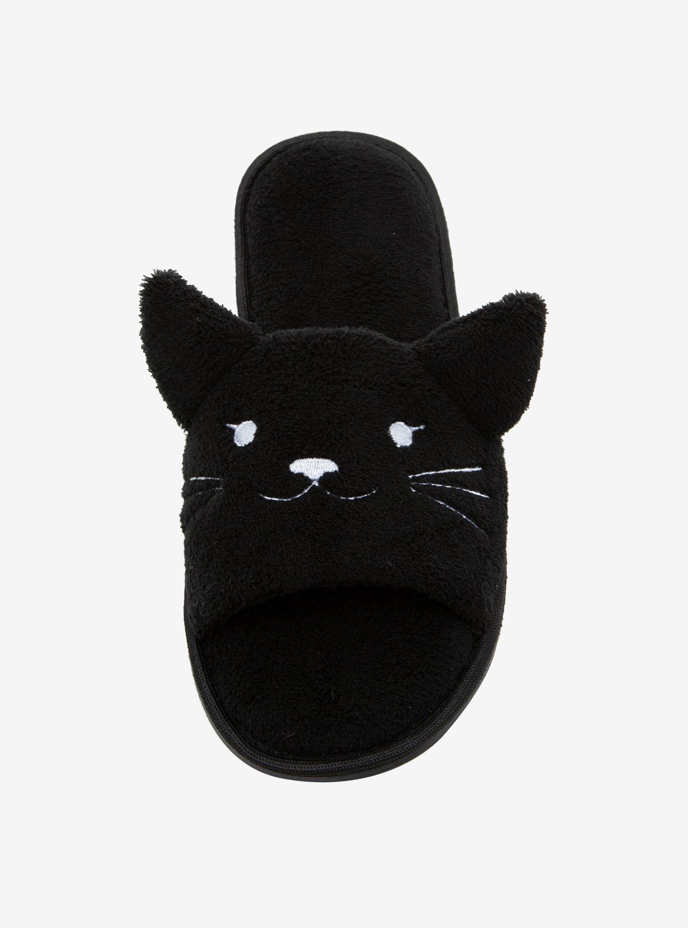 Black Cat Fuzzy Spa Slippers, MULTI, alternate