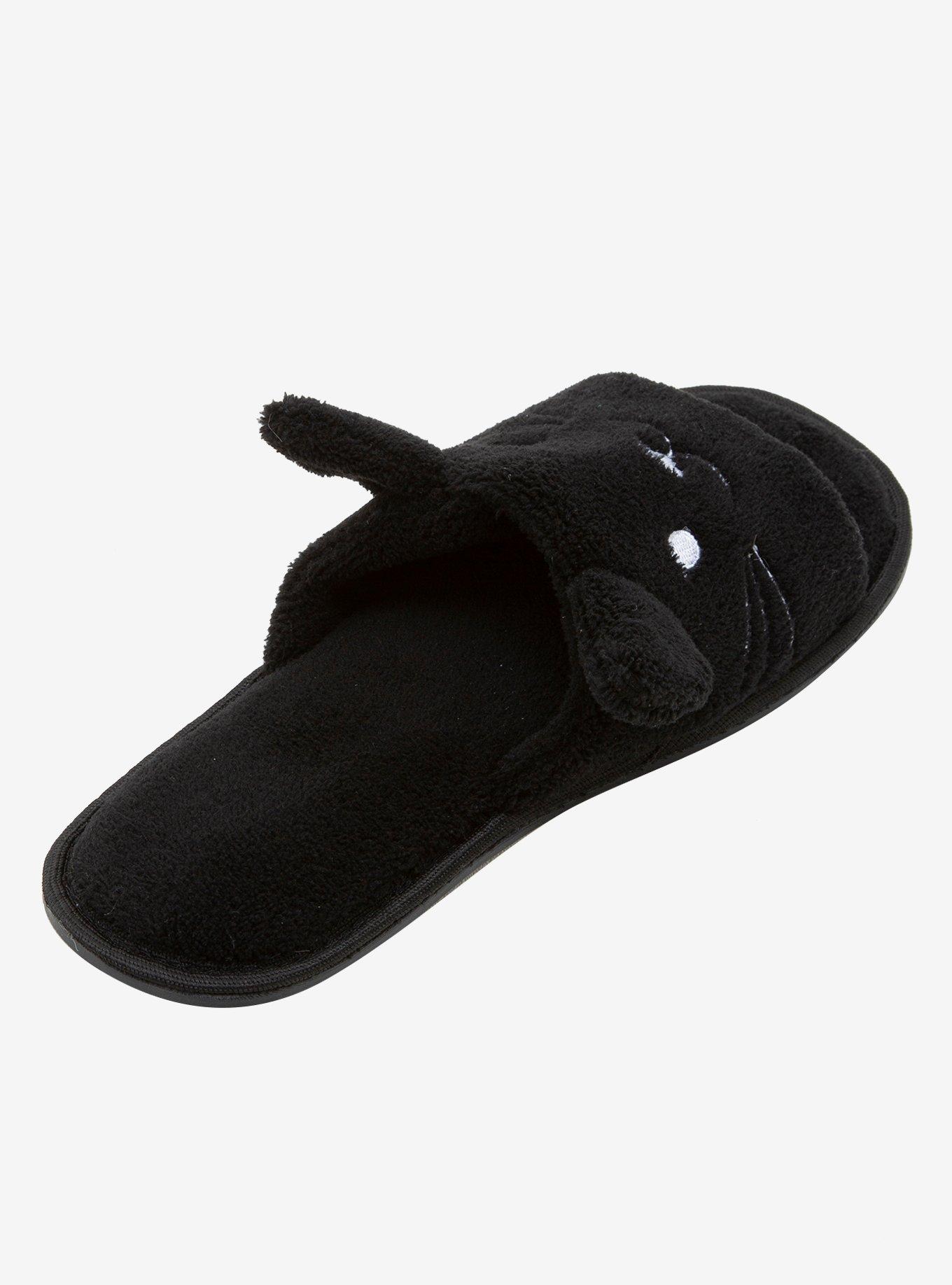 Black Cat Fuzzy Spa Slippers, MULTI, alternate