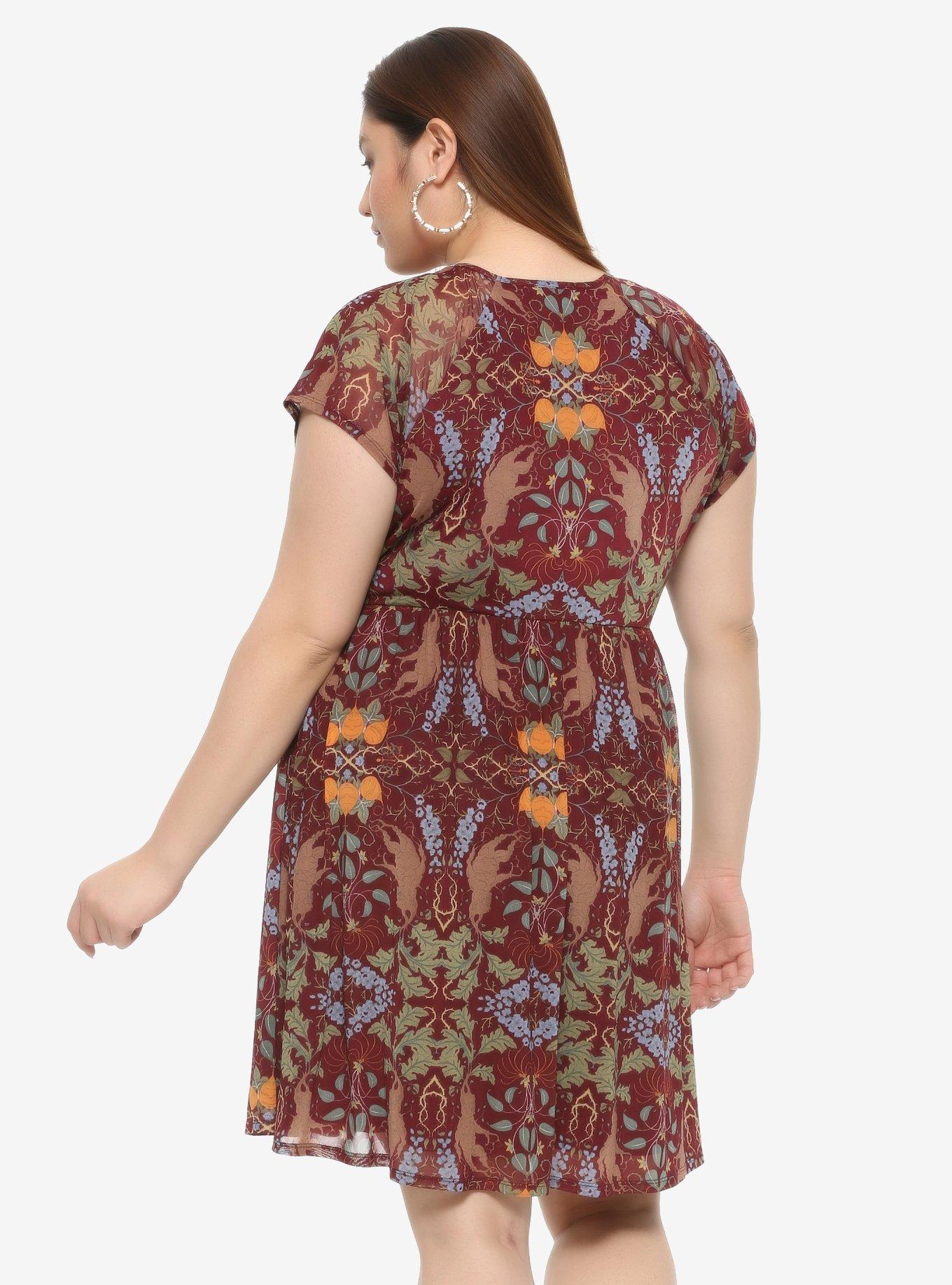 Harry Potter Botanical Mesh Dress Plus Size, BROWN, alternate