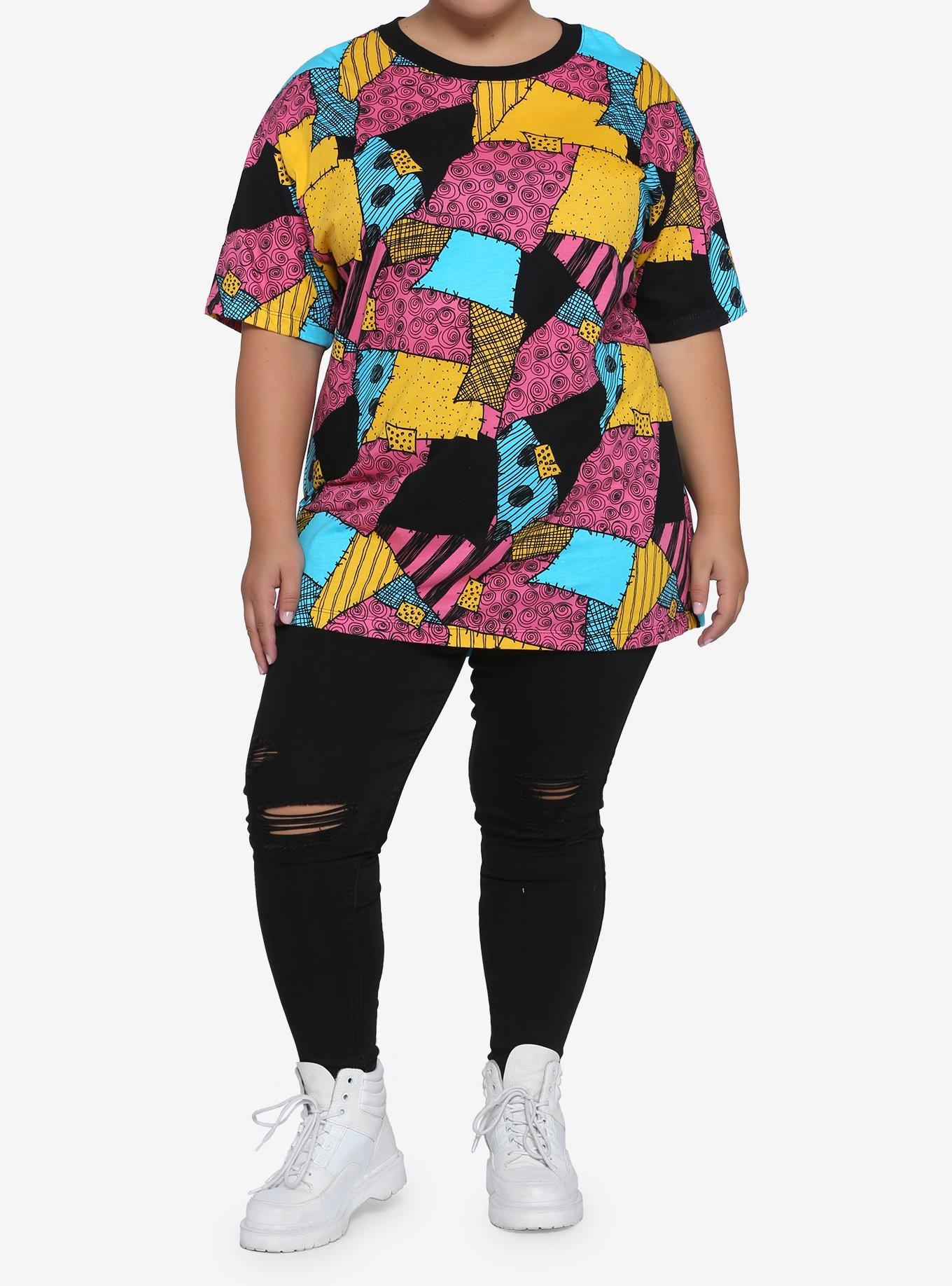 The Nightmare Before Christmas Sally Pattern Girls Oversized T-Shirt Plus Size, MULTI, alternate