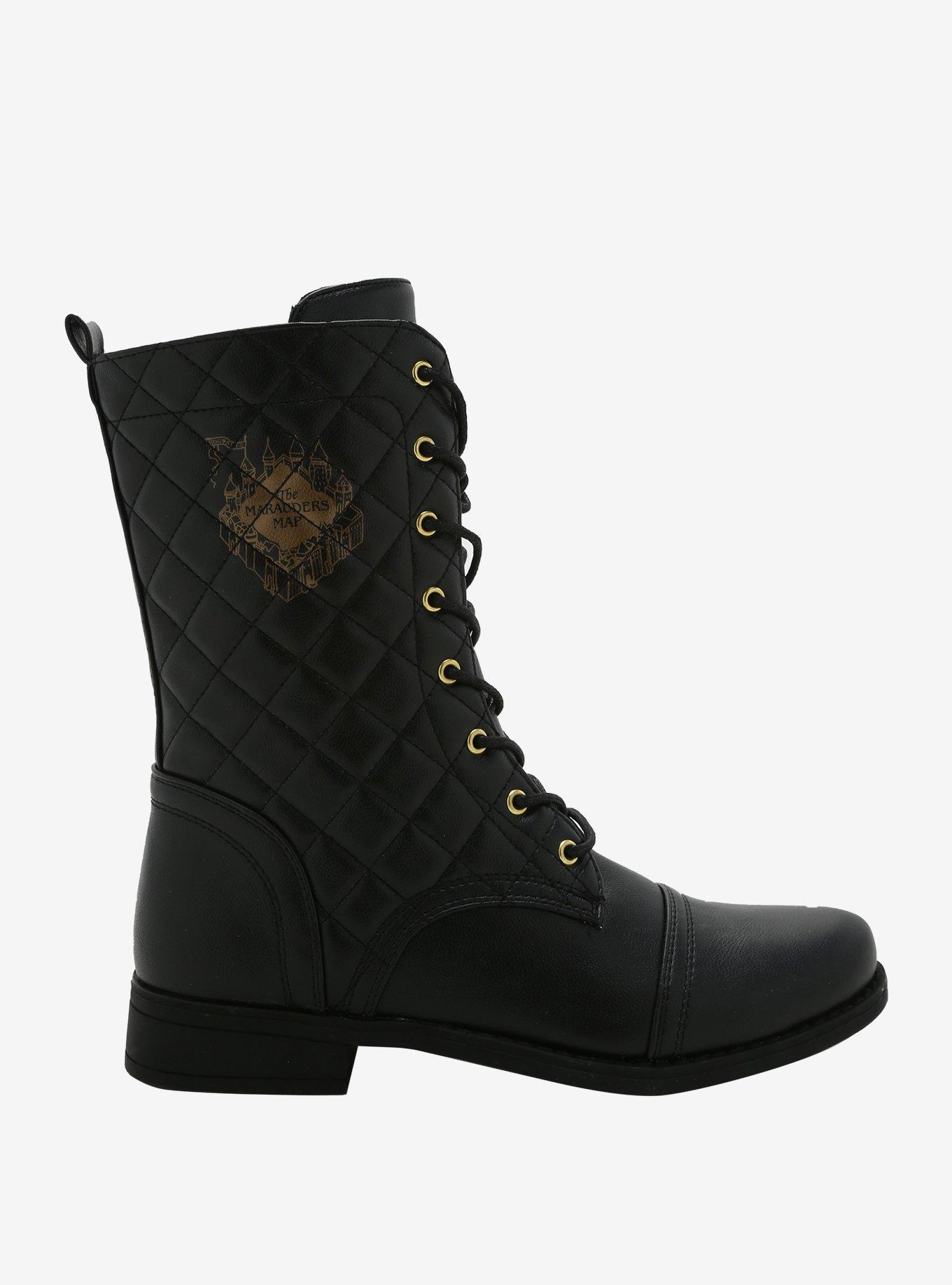 Harry Potter Marauder's Map Quilted Combat Boots, MULTI, alternate