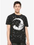 Cat In The Moon Splatter T-Shirt, BLACK, alternate