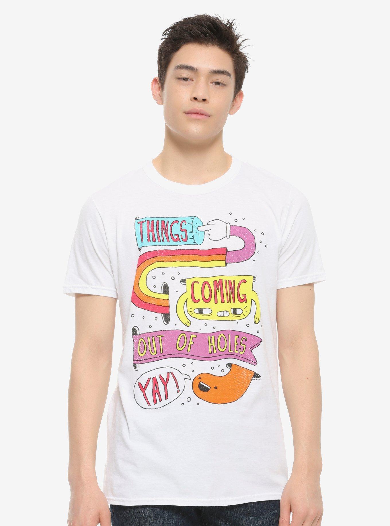 Things Coming Out Of Holes, Yay! T-Shirt By Perry Beanie, NAVY, alternate