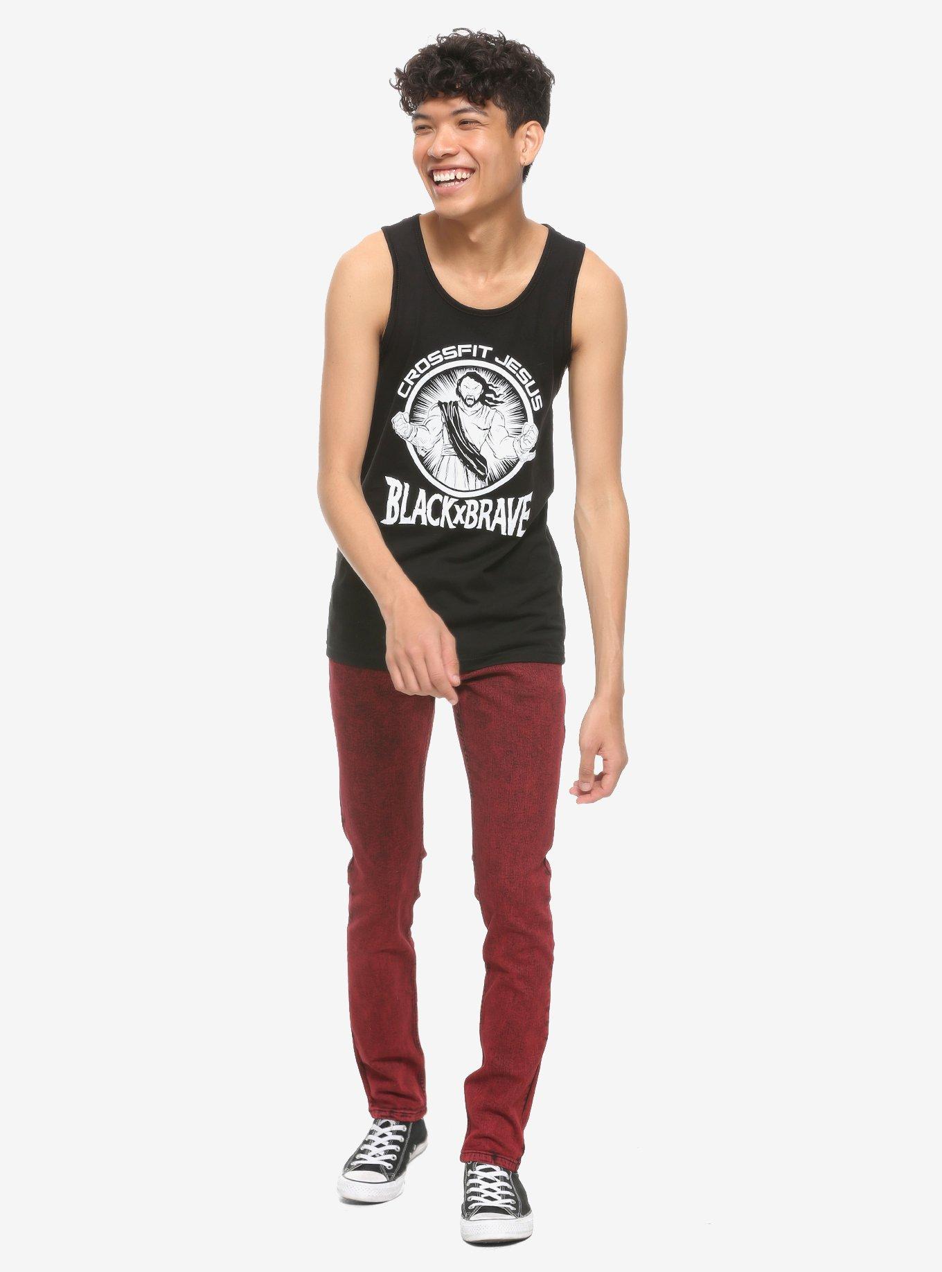 Black X Brave Crossfit Jesus Tank Top, BLACK, alternate