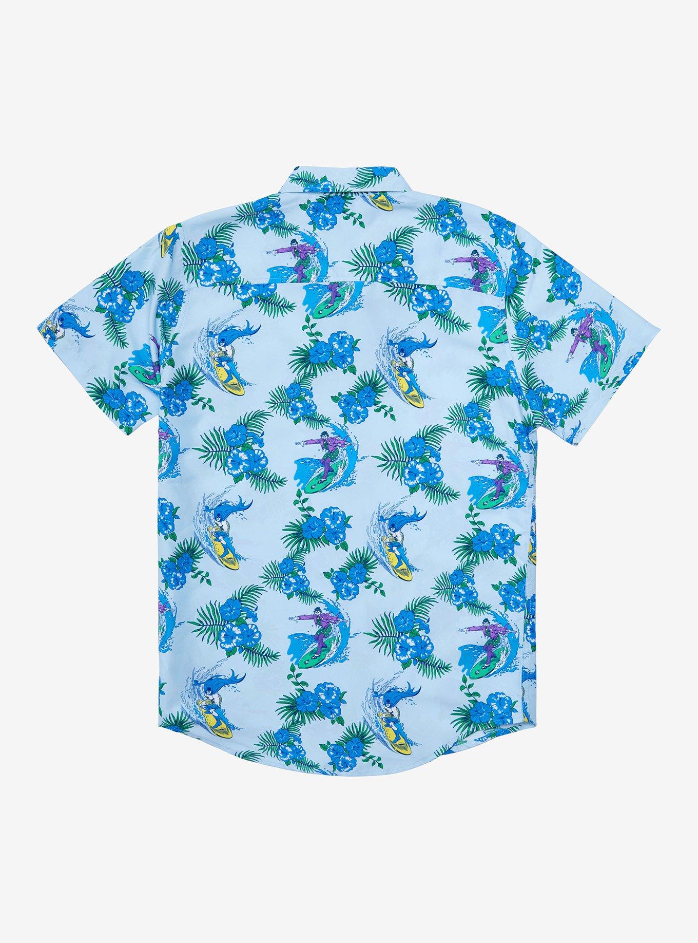 DC Comics Batman & The Joker Surfing Woven Button-Up - BoxLunch Exclusive, BLUE, alternate