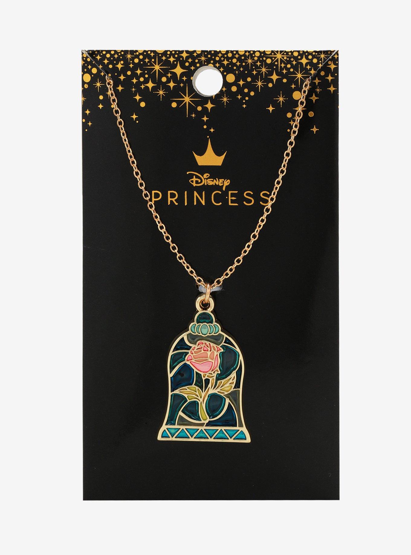 Disney Beauty and the Beast Enchanted Rose Stained Glass Necklace - BoxLunch Exclusive, , alternate