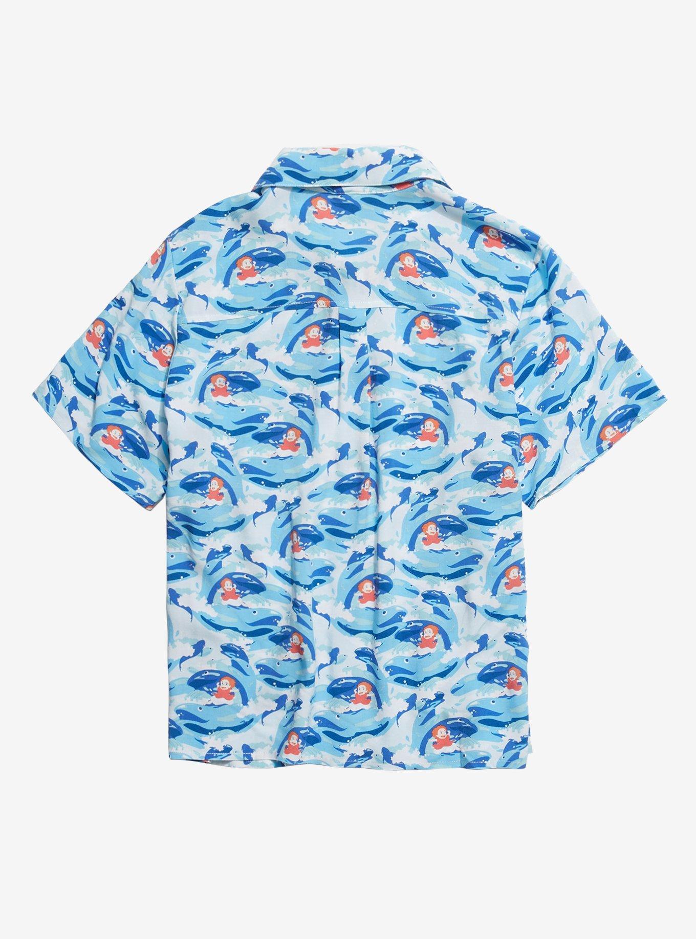 Her Universe Studio Ghibli Capsule Collection Ponyo Wave Print Woven Button-Up, MULTI, alternate