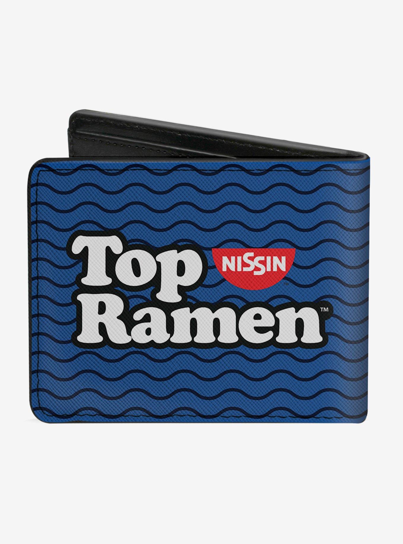 Top Ramen Noodle Wave Blue Black White Bi-fold Wallet, , alternate