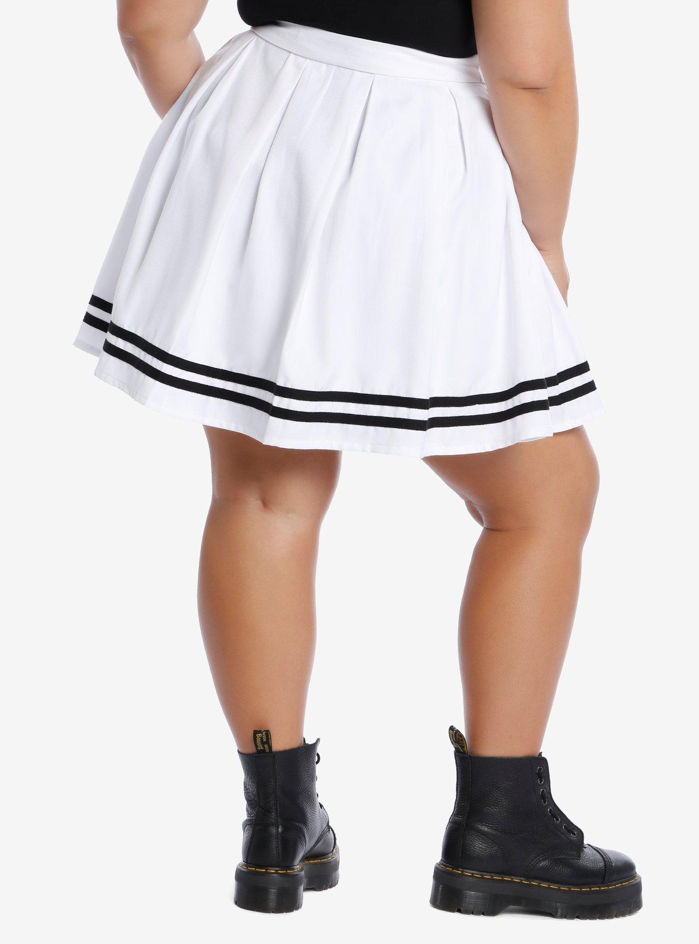 White Pleated Cheer Skirt Plus Size, WHITE, alternate