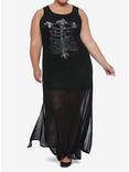 Floral Rib Cage Mesh Maxi Dress Plus Size, BLACK, alternate