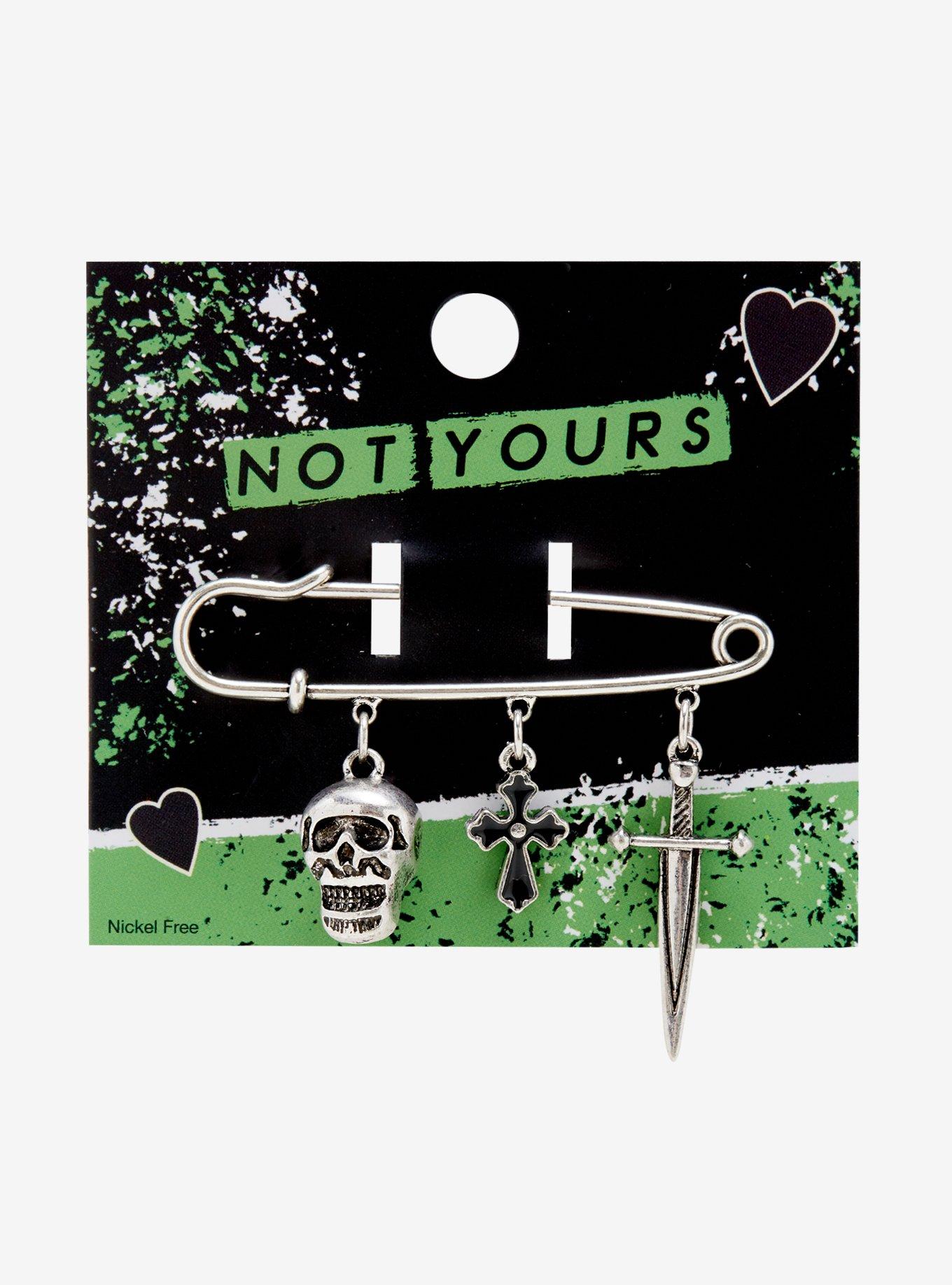 Skull Dagger Cross Safety Pin, , alternate