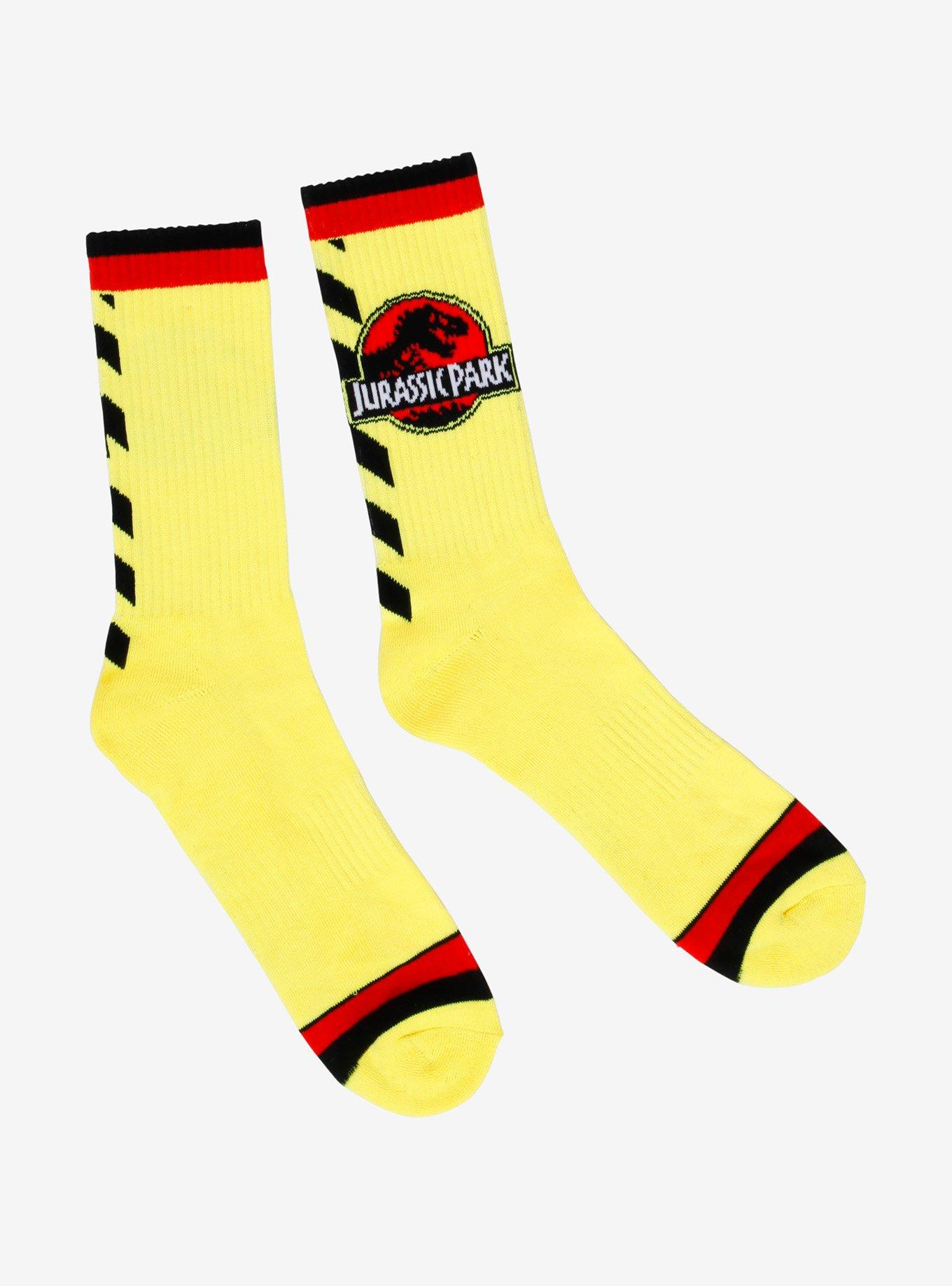 Jurassic Park Caution Stripe Tape Crew Socks - BoxLunch Exclusive, , alternate